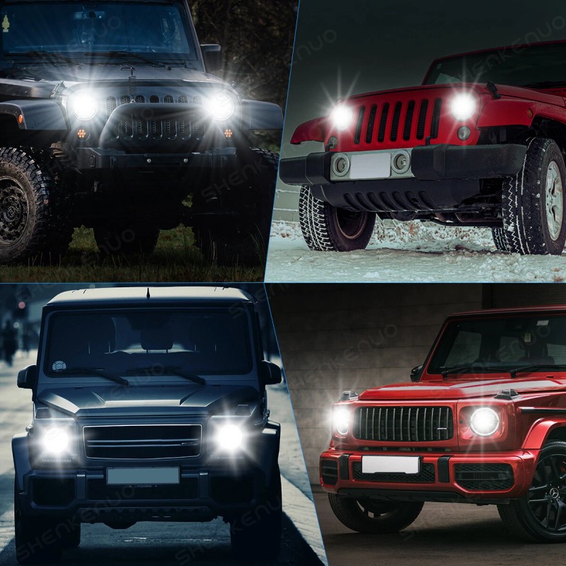 SHENKENUO For Hummer H2 2003-2009 7 Inch Round LED Headlight