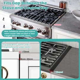Stove Gap Covers,Stove Gap Filler Stainless Steel,13.8'' to 27.5'' Adjustable Length (2PCS),Range Trim Kit,Oven Guard Between Stovetop and Counter,Easy to Clean Heat Resistant,Black