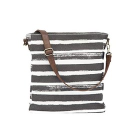 Maika Crossbody Sling, Stripes Charcoal, Grey