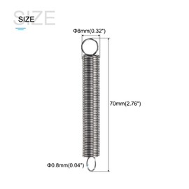 METALLIXITY Extension Spring 0.8x8x70mm 5pcs 304 Stainless Steel Extension Spring Wire for Residential Repair Construction Machinery