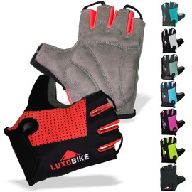 LuxoBike Bike Gloves for Men Cycling Biking Gloves Women - Padded Shock Absorbing Bicycle Riding, Anti-Slip Breahtable Half-Finger 's for Mountain Biker Ebike