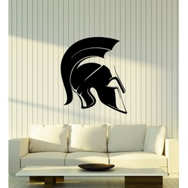 Vinyl Wall Decal Spartan Gladiator Helmet Warrior Colosseum Ancient Rome Stickers (4390ig) Black