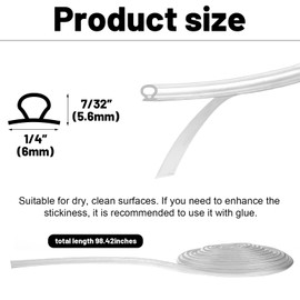 Tondiamo Shower Door Side Strip Seal Glass Translucent Shower Door Side Strip Seal Soft Clear PVC Frameless Glass Sweep to Stop Water(7/32 x 98.4 Inches,2 Rolls)