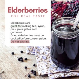 Dried Elderberries Organic 1 lb Bulk Bag - USDA Certified, Non-GMO Sambucus Nigra, Whole Dried Elderberry - Natural, No Added Sugar, No Preservatives (1 Pound (Pack of 6))