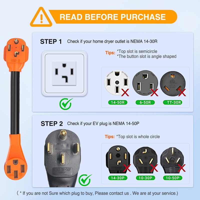 Nilight EV Adapter Cord 30 Amp to 50 Amp 4