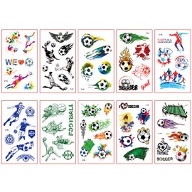 Aotusoa 10 Set Fußball Temporäre Tattoos für Internationale Wettbewerbe Wasserdichte Tattooaufkleber für Kindergarten Schulhandwerk Aufkleber Sportvereine Deko Sticker