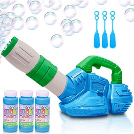 ArtCreativity Bubble Leaf Blower for Toddlers, with 3 Bottles of Bubble Solution and 3 Wands, Fun Bubbles Blowing Machine Toys for Kids, Great Birthday Gift for Boys and Girls, Blue & Green