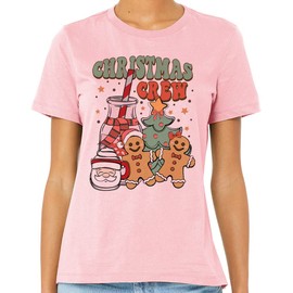 TeesAndTankYou Gingerbread Christmas Crew Shirt Unisex Medium Pink