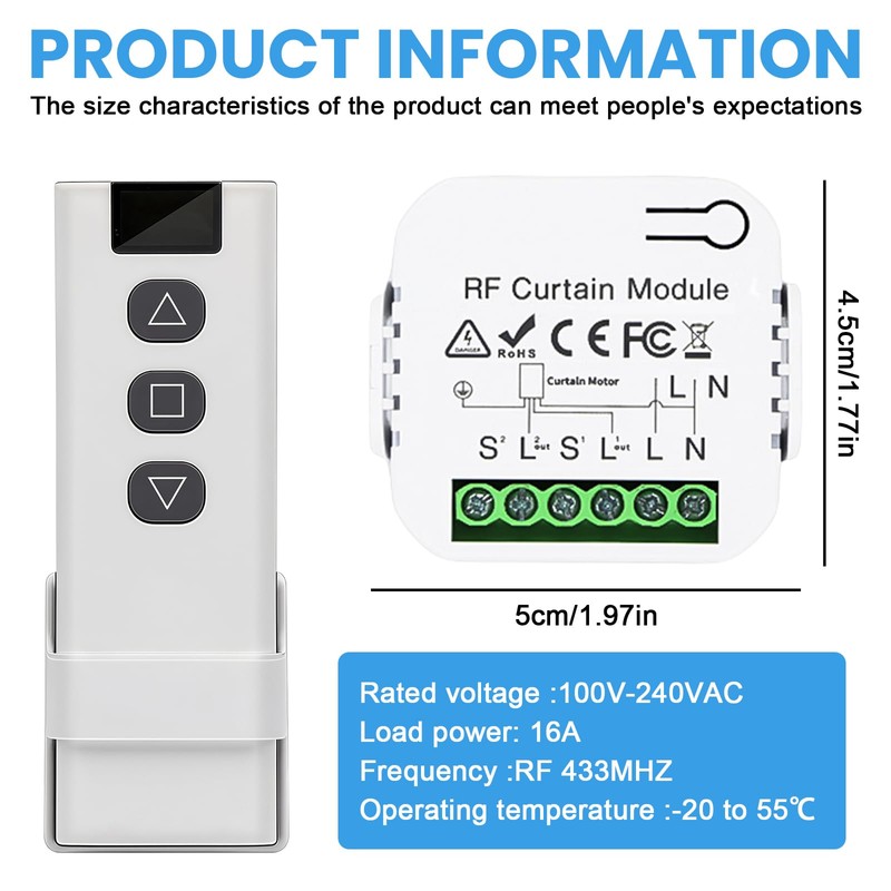 Wireless Roller Shutter Control Retrofit Set, Wireless Switch Blind Switch