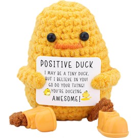 CAREOR Positive Duck, Mini Knitted Cute Long Legged Positive Duck Crochet Animals Emotional Support Inspirational Motivational Encouragement Gift Party Decoration