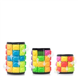 R.Y.TOYS Fidget Toy,Magic Cube Puzzle,Brain Teasers for Adults,Cylinder Rotate&Slide Logic Restless Hand Game,Trick Puzzle,Gift for Kids Child(8 Colors x 3/4/5 Layers)