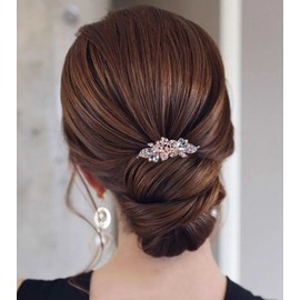 Wendalern Bridal Hair Clip Barrette Crystal Wedding Headwear Gold Crystal Hair Clip Rhinestone Bridal Headwear Wedding Hair Accessories for Women and Girls