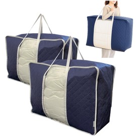 INIKO LIFE Futon Storage Bags, Set of 2, Full, Activated Carbon Sheet, Transparent Window, Long Handle, Shoulder Hanging, Thick, 3-Layer Non-Woven Fabric, Freestanding, No Insert