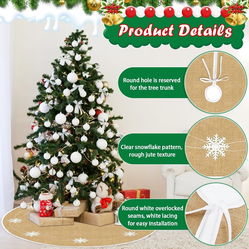 HEKOBAG Christmas Tree Skirt Round 100cm Christmas Tree Mat Brown