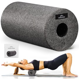 EVEREST FITNESS Foam Roller - 30 cm (11.9 inches) - Medium Hardness Massage Roller for Muscles - Yoga Pilates Back Muscle Rollers with Carrying Bag - in Carbon Grey