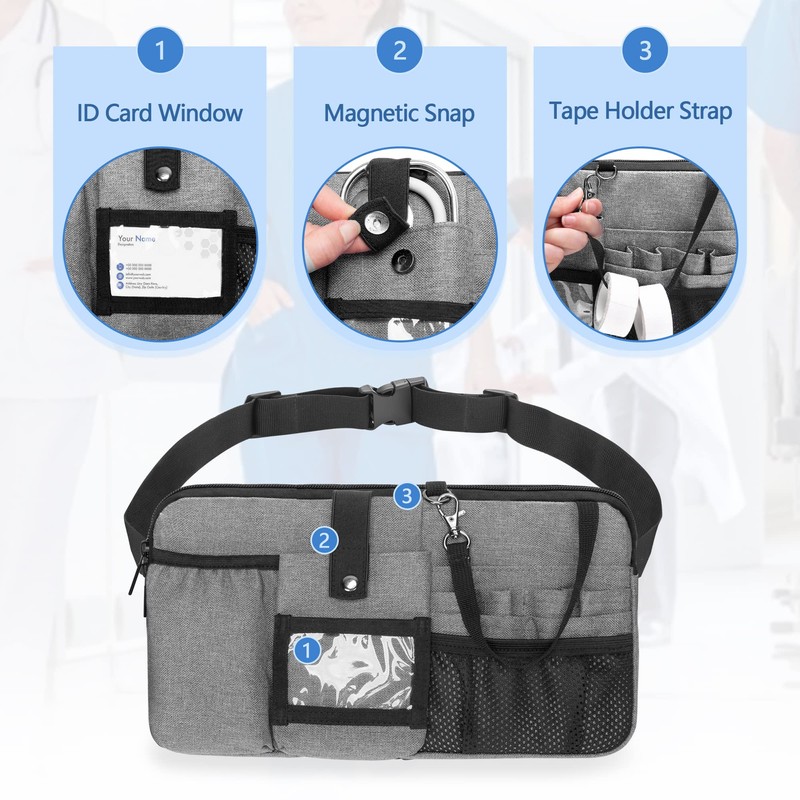 Trunab Utility Nurse Fanny Pack with 12 Essential Tool Pockets,
