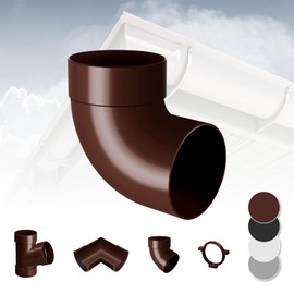 Gutter System - 90 mm Plastic PVC, Selection Components - RainWay 90, brown