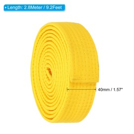 PATIKIL Taekwondo Colored Ranking Belt 1.5" x9.2Ft 2.8m, Polyester Martial Arts Judo Karate Belt for Coach Teaching Practice, Yellow
