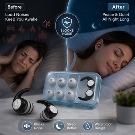Reusable Ear Plugs for Sleeping and Swimming – Waterproof Noise Reduction Earplugs with Storage Case for Teens, Women & Men