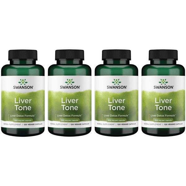 Swanson Liver Tone Liver Detox Formula 300 Milligrams 120 Veg Capsules (4 Pack)