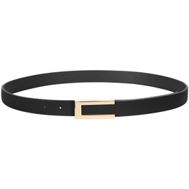 SUOSDEY Skinny Belt for Women, Thin Leather Belt Fashion Waist Belt for Dress Jeans with Gold Buckle black