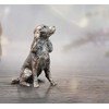 Spaniel Butler and Peach Miniature Sculpture Solid Bronze 3.5 x