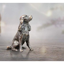Spaniel Butler and Peach Miniature Sculpture Solid Bronze 3.5 x 3.5 x 2.5 cm 2077
