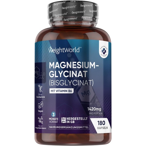 Magnesium Glycinate Capsules - 1420 mg Magnesium Bisglycinate with Vitamin