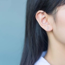 Belons 925 Sterling Silver Women's / Girls' Bar Stud Earrings 9 mm 10 mm 11 mm 12 mm, Sterling Silver, No Gemstone