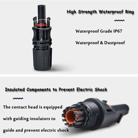 BAYM Solar Connector Male Female Solar Panel Connector 30A 1500V for PV Cable 2.5/4/6mm 14/12/10 AWG Connect UV Resistant(1Pair)