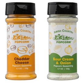 Amish Country Popcorn | Seasoning Variety Pack | Sour Cream and Onion & Cheddar Cheese Popcorn Topping | 2 Pack Flavor Variety Bundle | Old Fashioned, Non-GMO and Gluten Free