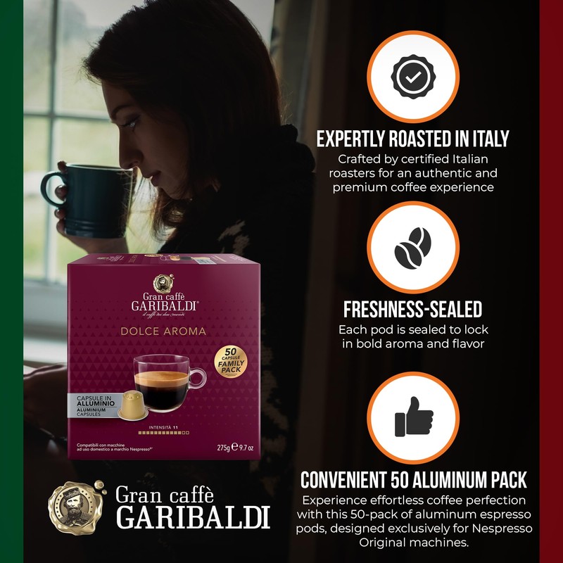 Gran Caffè Garibaldi Espresso Pods, Italian Roasted Coffee, Compatible Nespresso