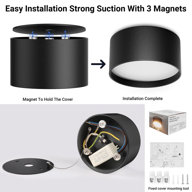 Klighten LED 18 W surface-mounted spotlight, round ceiling spotlights, surface-mounted