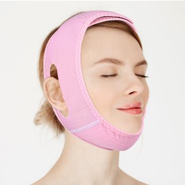 Yuanchu V Line Lifting Mask Chin Strap for Sleeping, Double Chin Eliminator, Jaw Exerciser, Jawline Shaper, Face Lift Device, Skin Care Tools Gift(Pink)
