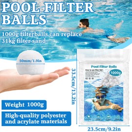 LPAOIS Filter Balls Pool 1000 g, Filter Balls, Sand Filter System Filter Balls, Filter Balls for Pool, Filter Pump, Aquarium Sand Filter, Pool Cleaning Accessories, for Pool Sand Filter, Swimming Pool