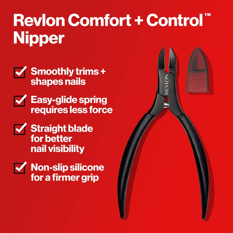 Revlon Comfort and Control Nail Nipper, Easy to Use Trimmer