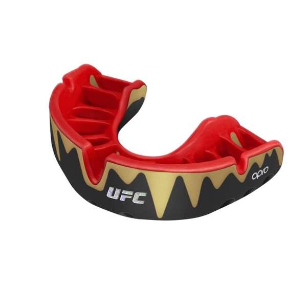 OPRO Mouthguard [Self Fit/Platinum Level] Sports Mouthpiece Made in England [Official Store] (Adult, UFC/Black/Gold&Red)