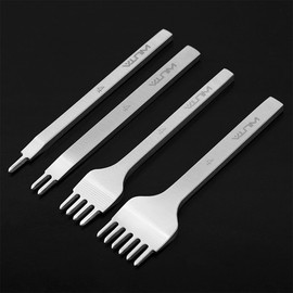 WUTA Leather Hole Punch Tool, Silver Leather Chisel Hole Punch Tool, Diamond Carbon Steel Punch Tool, Leather Tool Set for DIY Leather Craft (4 mm 1 + 2 + 4 + 6)