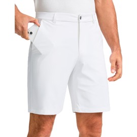 Obla Men's Golf Shorts 7"/9" Inseam Stretch Lightweight Casual Work Dress Shorts Flat Front Golf Shorts for Men 5 Pockets (White_L9 W34)