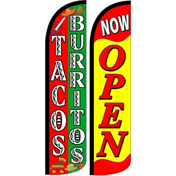 TACOS BURRITOS NOW OPEN King size Windless Pack of 2
