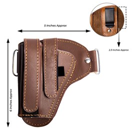 Hulara OWB Leather Holster for Glock 17 Holster Fits 1911 Holster S&W M&P Shield Plus Holster Right-Hand Men/Women Pistol Holster with Magazine Holder