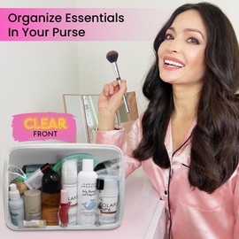 DANCOUR Clear Large Makeup Bag Travel Cosmetic Pouch TSA-Approved Transparent Toiletry Organizer Storage Case (White)