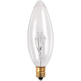 Bulbrite 40CTC/32/3 40-Watt Incandescent Torpedo B10 Chandelier Bulb, Candelabra Base, Clear [Pack of 12]