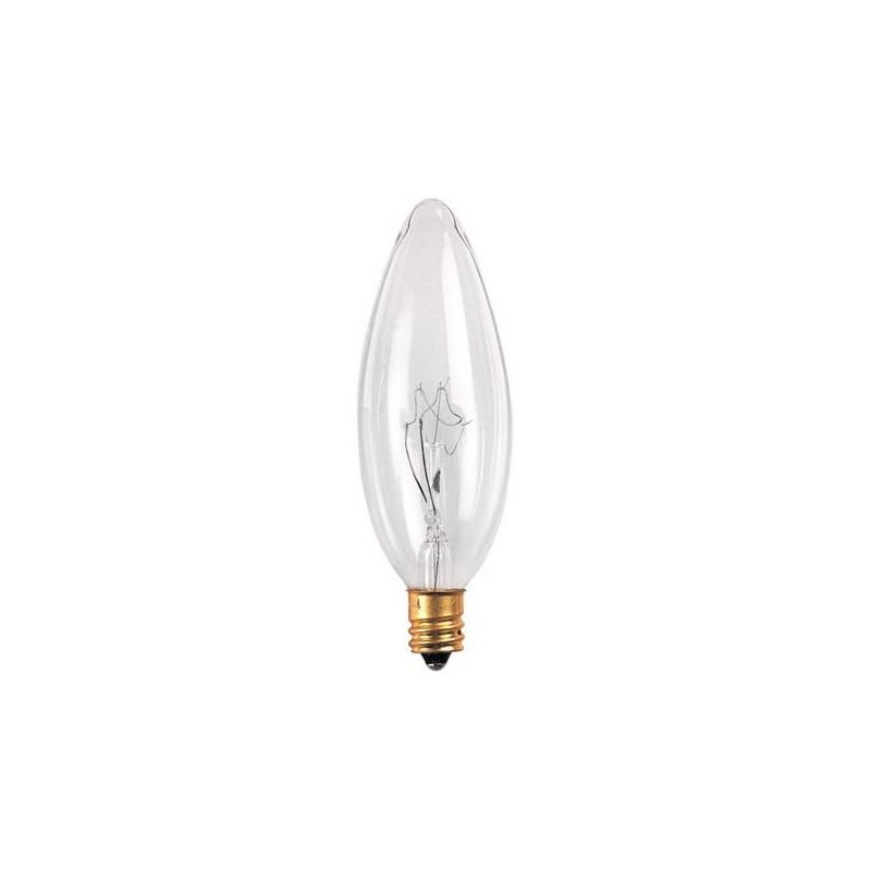 Bulbrite 40CTC/32/3 40-Watt Incandescent Torpedo B10 Chandelier Bulb, Candelabra Base,