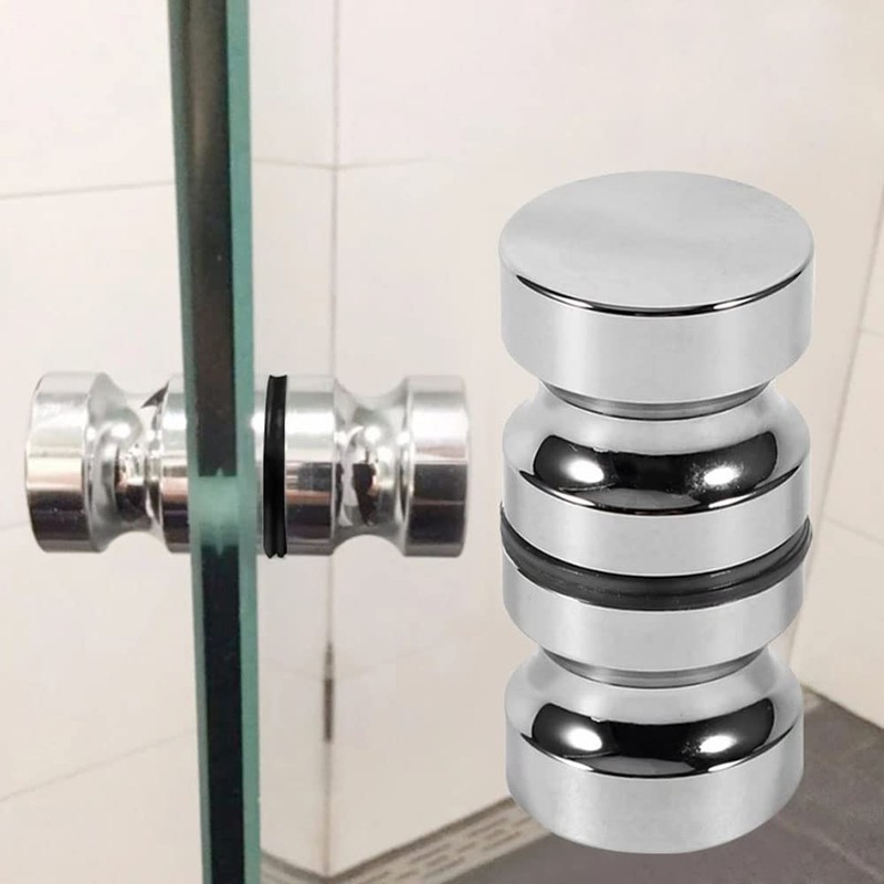 Back-to-Back Glass Door Knob Puller Push Handle Bathroom Shower Stainless