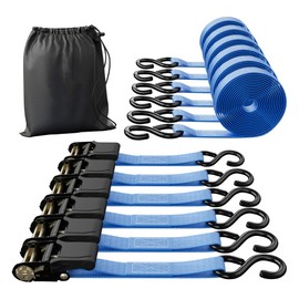 Cartman 1" x 15' Ratchet Tie Down up to 1500lbs 6pk in Carry Bag, Cargo Straps