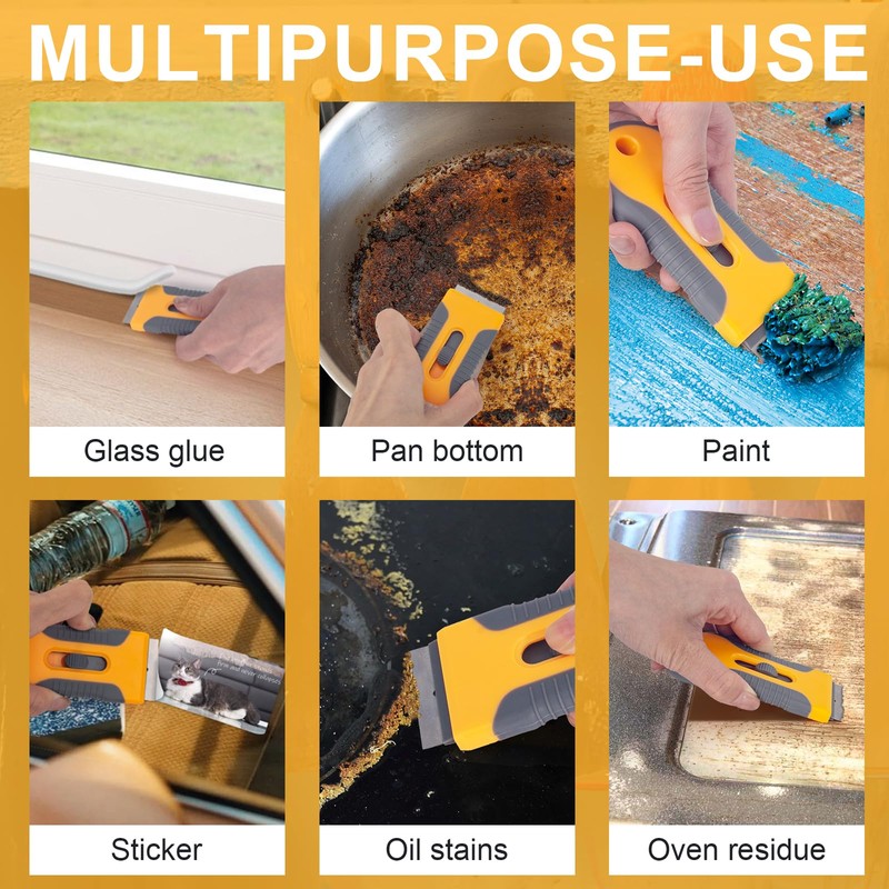 Razor Blade Scraper Tool with 15pcs Extra Blades, Multi-Surface Glass