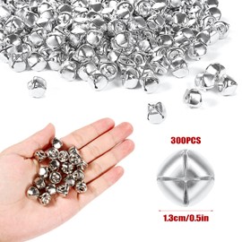 AIEX 300pcs Christmas Jingle Bells, 13mm/ 0.5 Inch Small Bells for Crafts Metal Bell Ornaments for Crafts Projects Home Holiday Decorations (Silver)