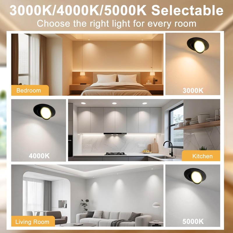Lightdot 6 Pack 6 Inch LED Gimbal Recessed Lighting, 360°+90°
