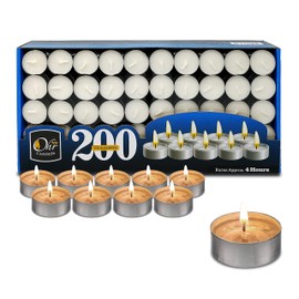 Ohr Tealight Candles - 200 Pack Bulk Tea Lights Candles - White Tealights Unscented - 4 Hour Burn Time